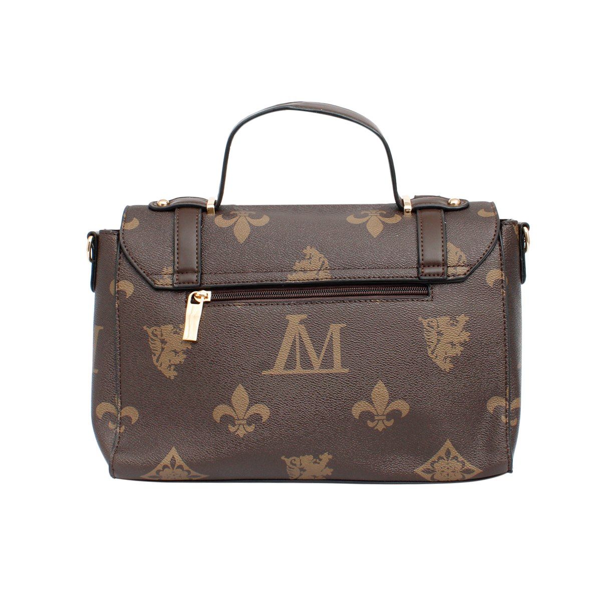 Satchel Handbag Set Brown Luxe Monogram Stylish Messenger Bag