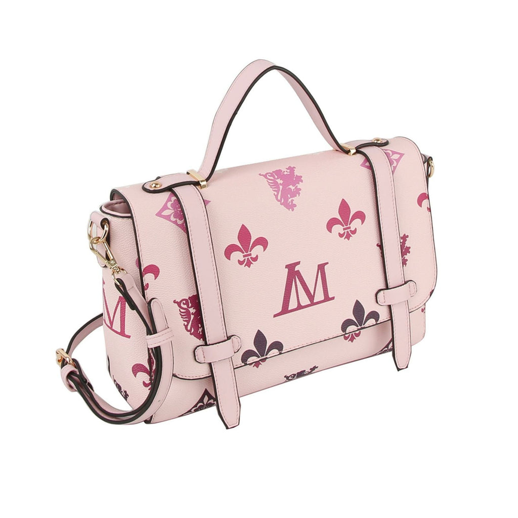 Satchel Handbag Set Pink Luxe Monogram Messenger Stylish Chic Fashion Accessory