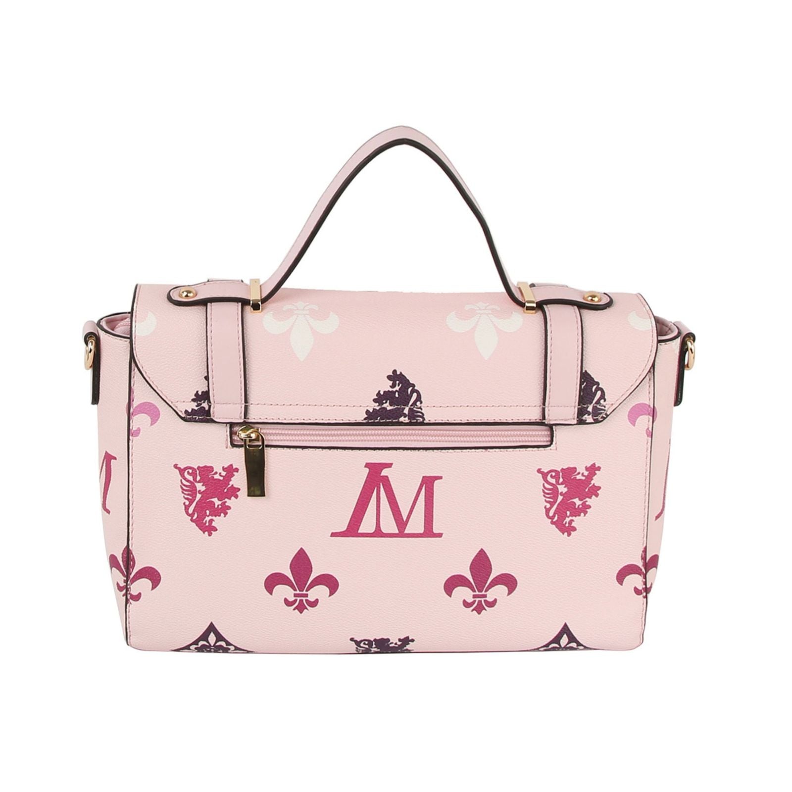 Satchel Handbag Set Pink Luxe Monogram Messenger Stylish Chic Fashion Accessory