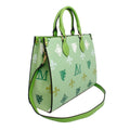 Structured Tote Satchel Bag Green Luxe Monogram Stylish Chic