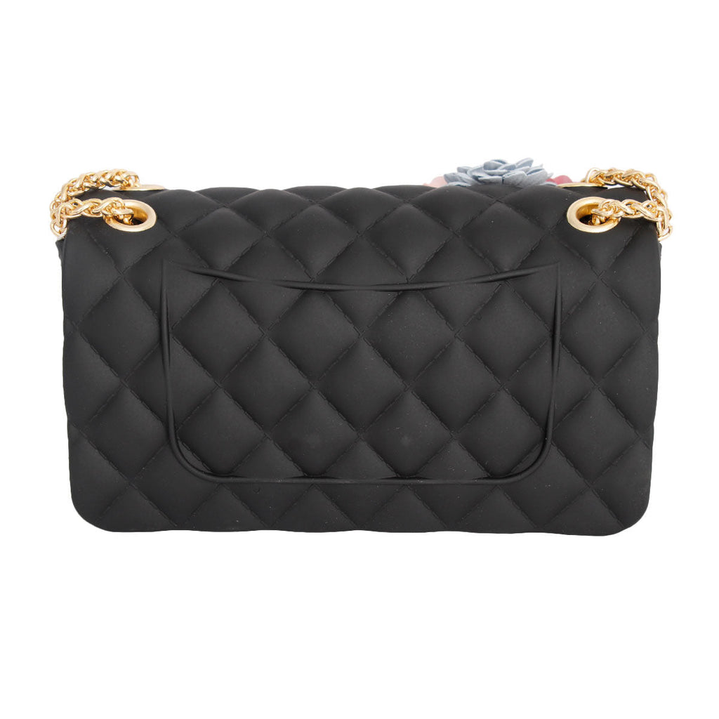 Fashion Handbag Black Jelly Flower Quilt Stylish Bag