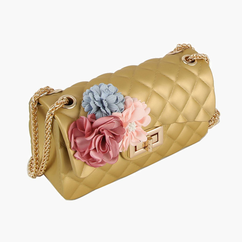 Fashion Handbag Quilted Jelly Crossbody Bag Gold Stylish Women’s Purse