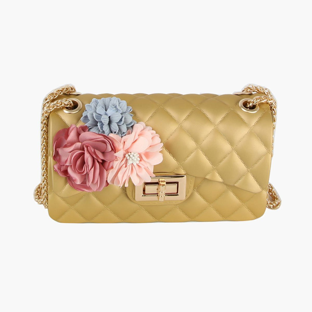 Fashion Handbag Quilted Jelly Crossbody Bag Gold Stylish Women’s Purse