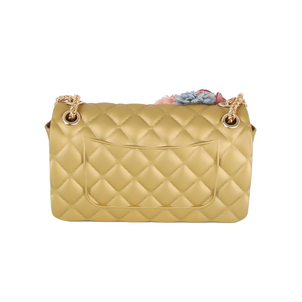 Fashion Handbag Quilted Jelly Crossbody Bag Gold Stylish Women’s Purse