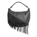 Women’s Hobo Bag Black Diagonal Fringe Stylish Casual Purse