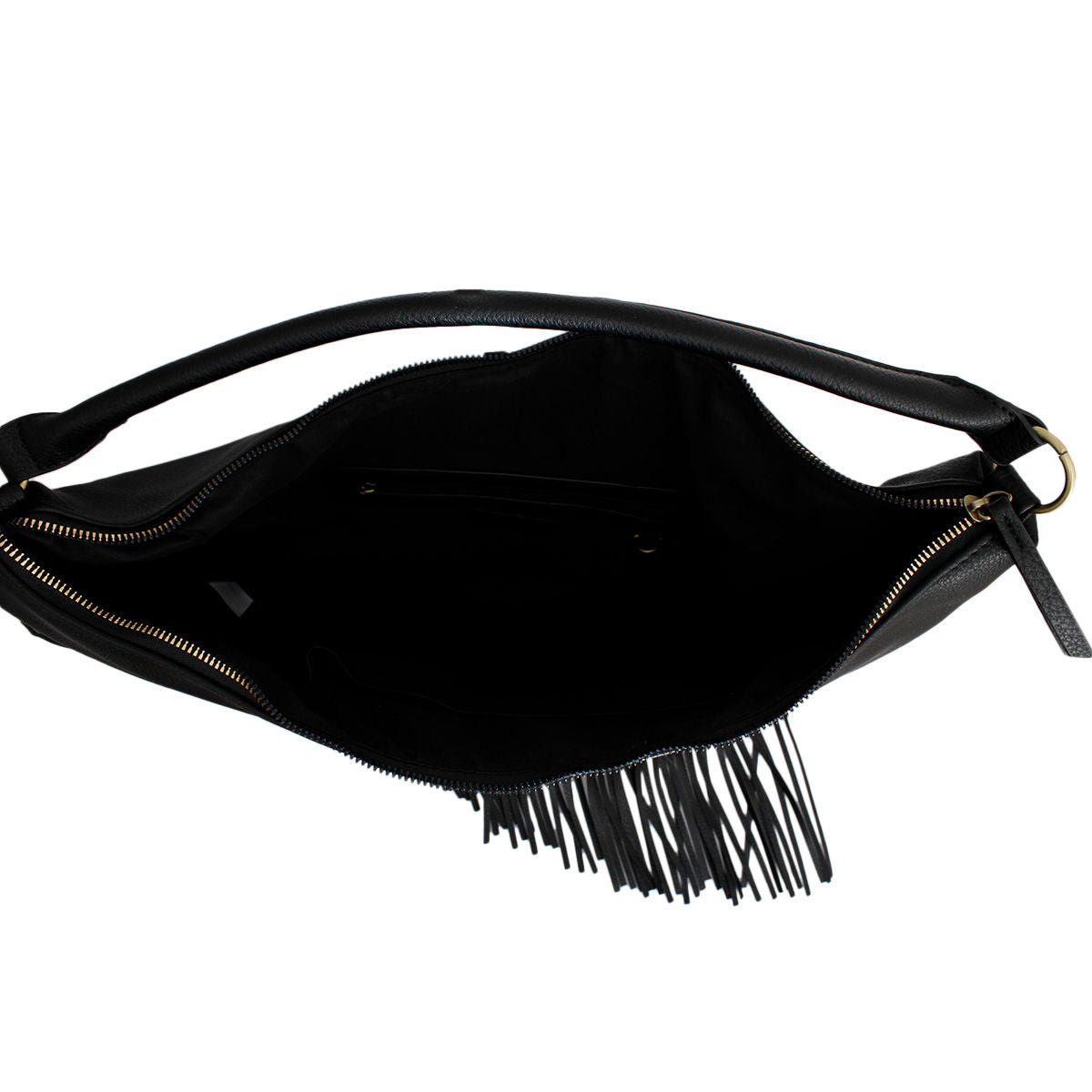 Women’s Hobo Bag Black Diagonal Fringe Stylish Casual Purse