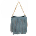 Women’s Denim Leather Fringe Purse Stylish Casual Bag Blue
