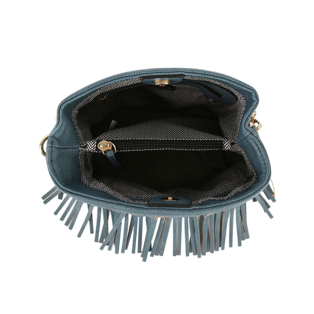 Women’s Denim Leather Fringe Purse Stylish Casual Bag Blue