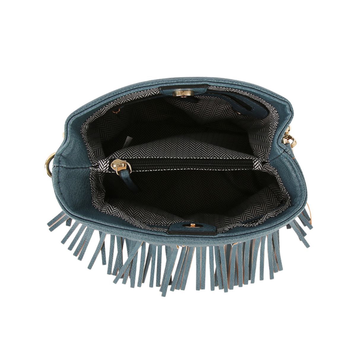 Women’s Denim Leather Fringe Purse Stylish Casual Bag Blue