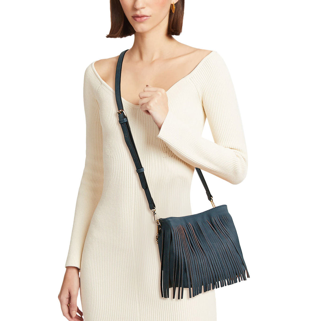 Women’s Denim Leather Fringe Purse Stylish Casual Bag Blue
