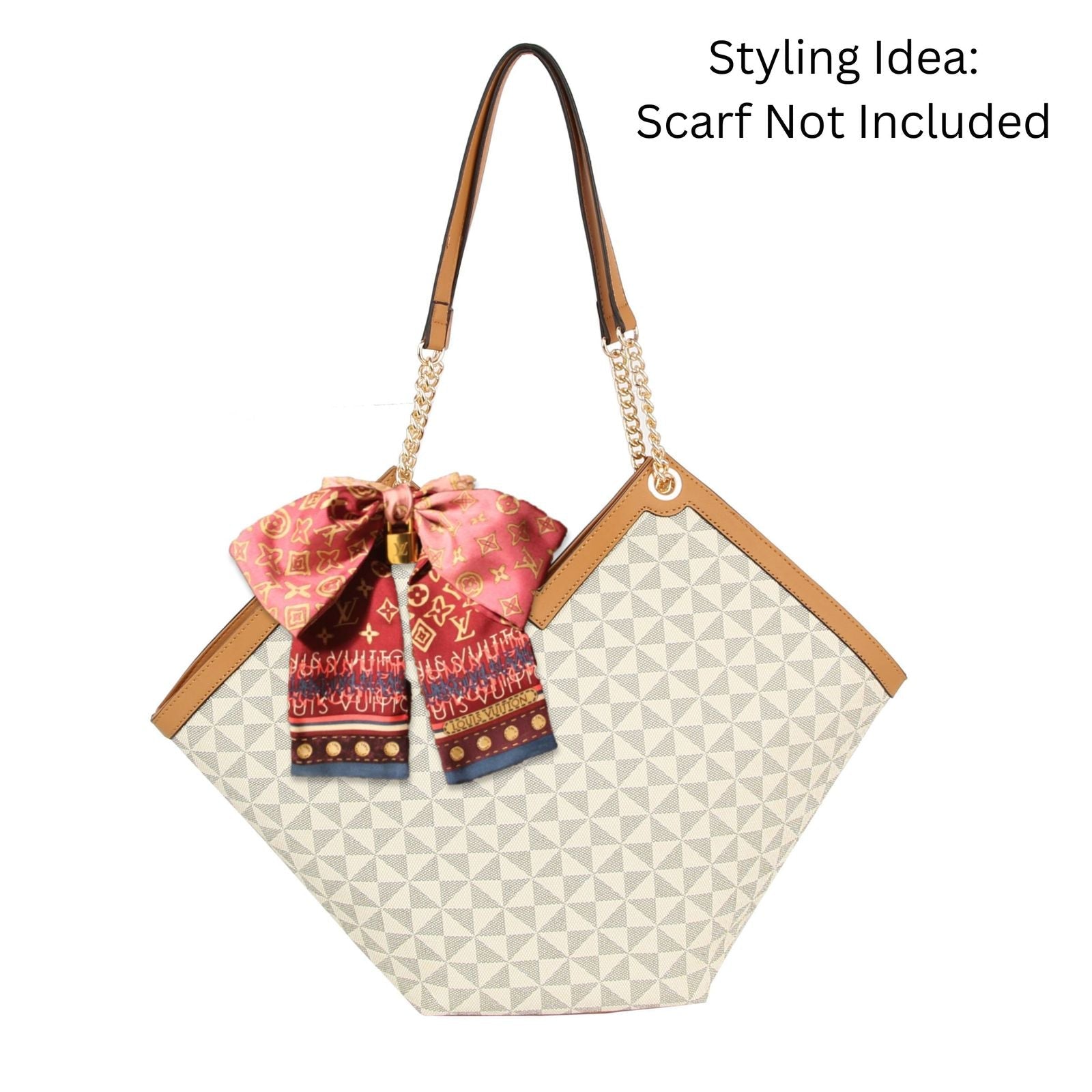 Fashion Handbag Beige Diamond Plaid Geometric Tote Shoulder Bag Stylish Chic