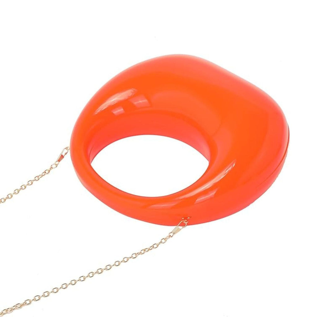 Fashion Handbag Orange Crescent Moon Evening Bag for Women Stylish Chic