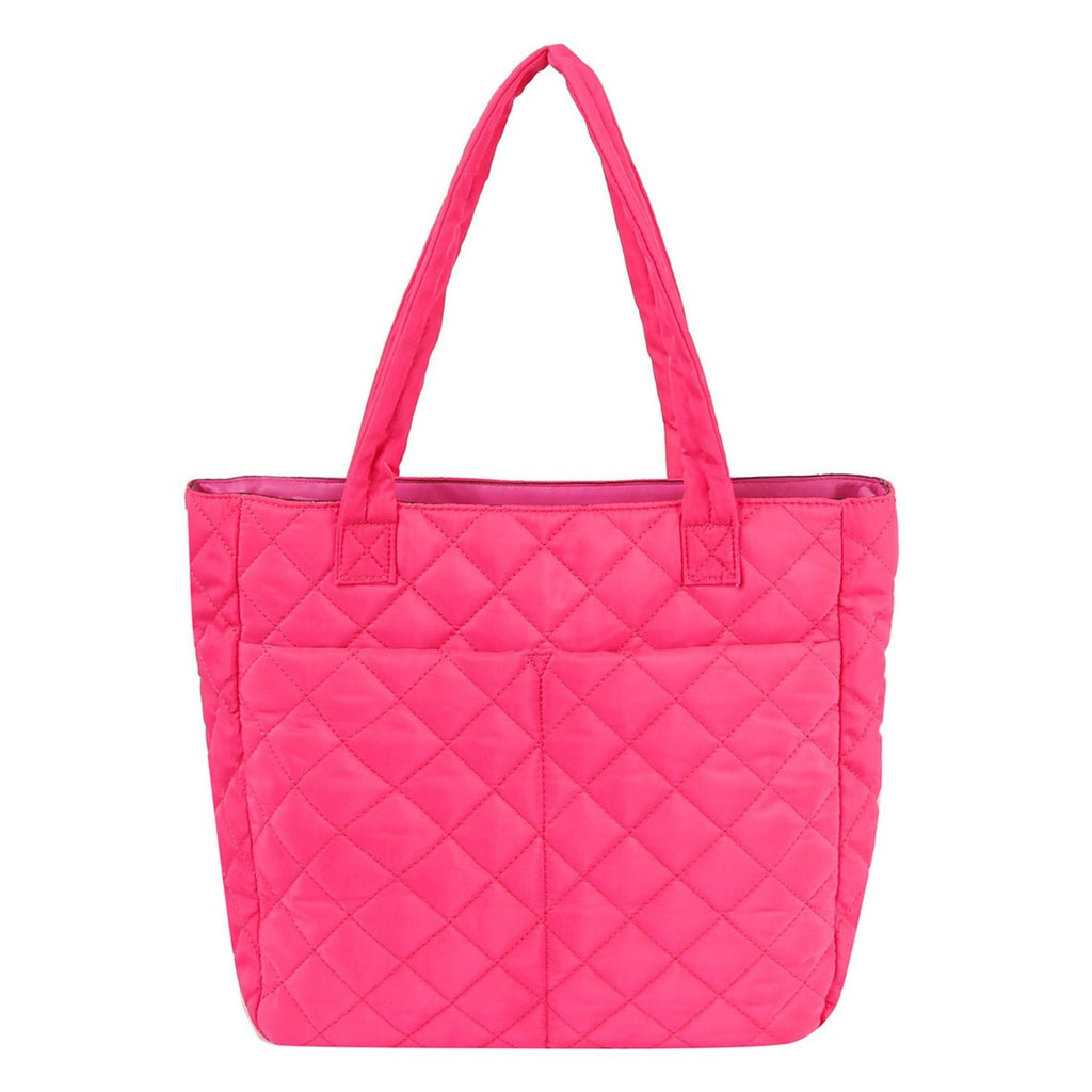 Fashion Handbag Quilted Tote Bag with Large Pocket Fuchsia Stylish Travel Purse