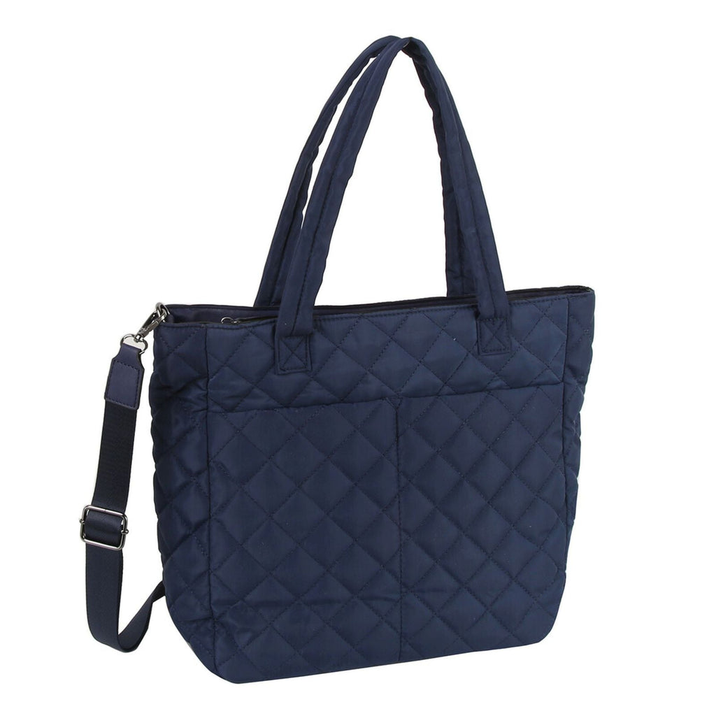 Fashion Handbag Quilted Navy Tote Bag Large Pocket Travel Purse Stylish Chic