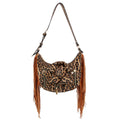 Fashion Handbag Leopard Moto Fringe Shoulder Bag Stylish Chic Statement