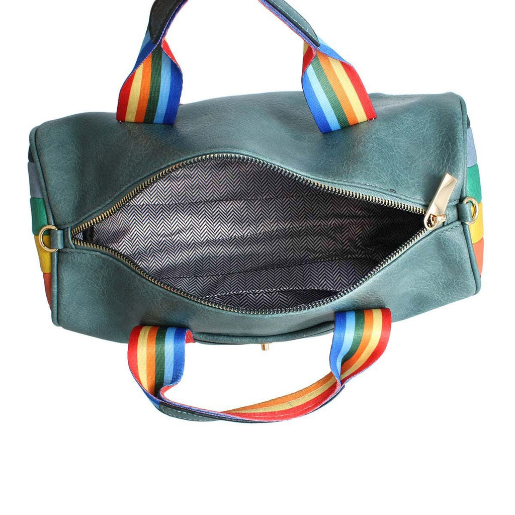 Fashion Handbag Blue Rainbow Strap Barrel Stylish Casual