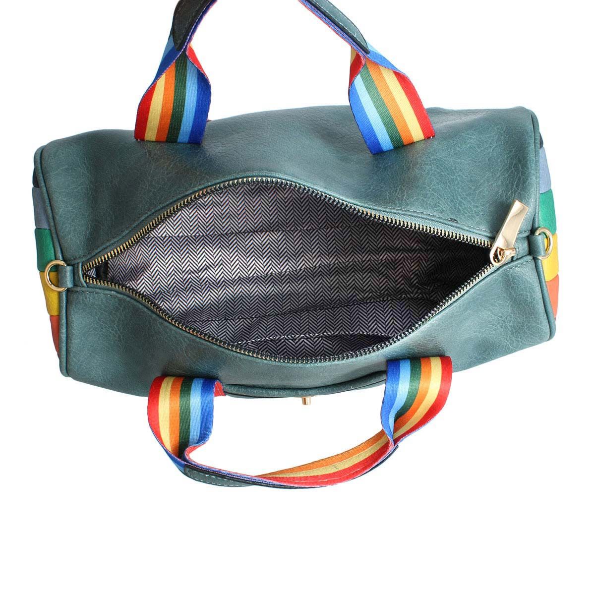 Fashion Handbag Blue Rainbow Strap Barrel Stylish Casual
