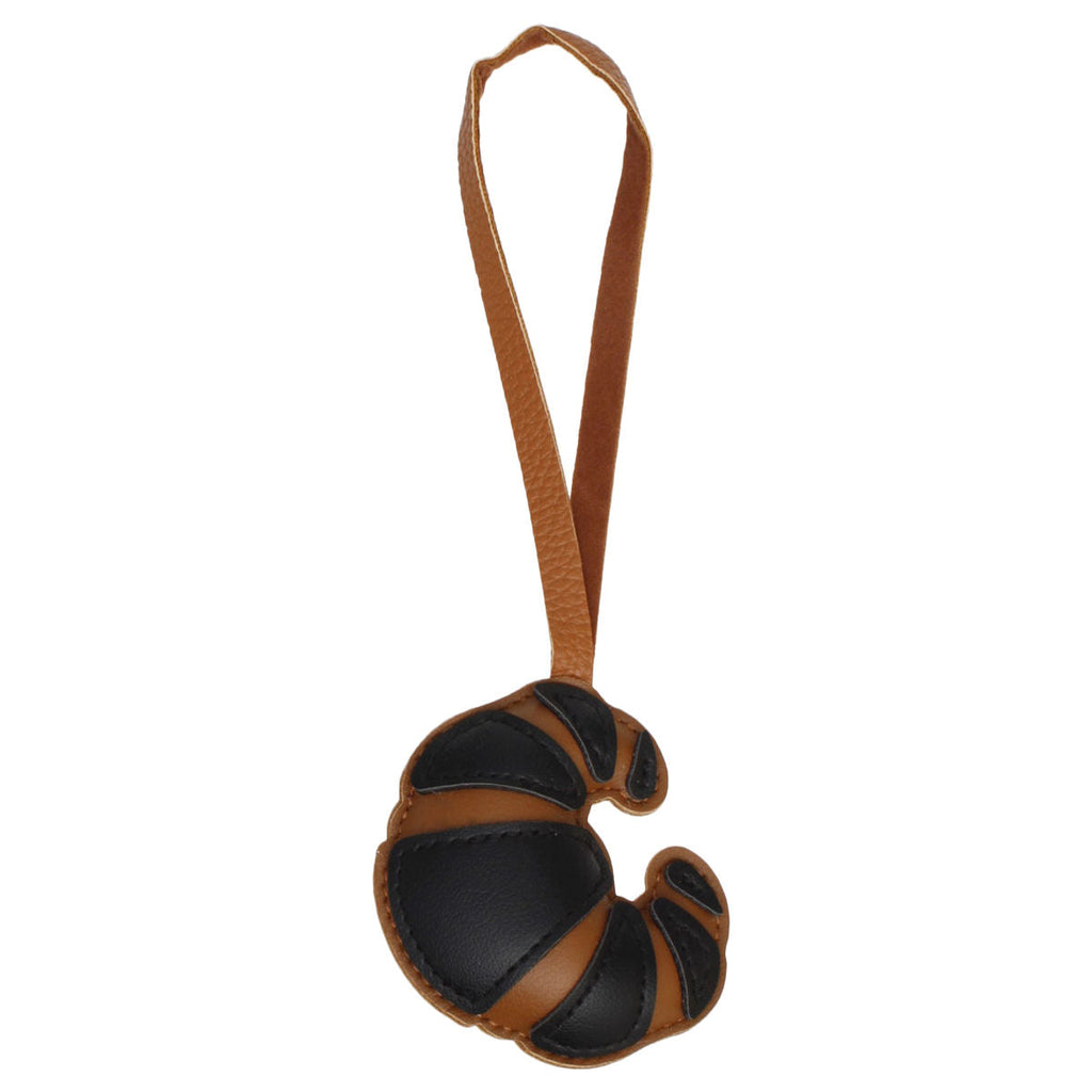Bag Charm Croissant Black Leather Stylish Accessory