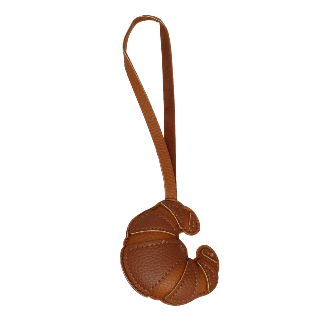 Bag Charm Brown Leather Croissant Accessory Stylish Chic Fashion Jewelry