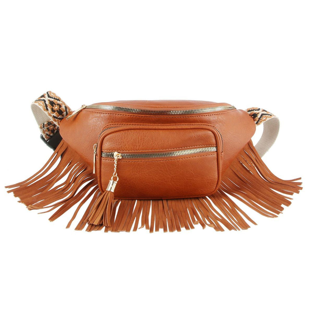 Fashionable Brown Fringe Fanny Pack Casual Chic Accessory