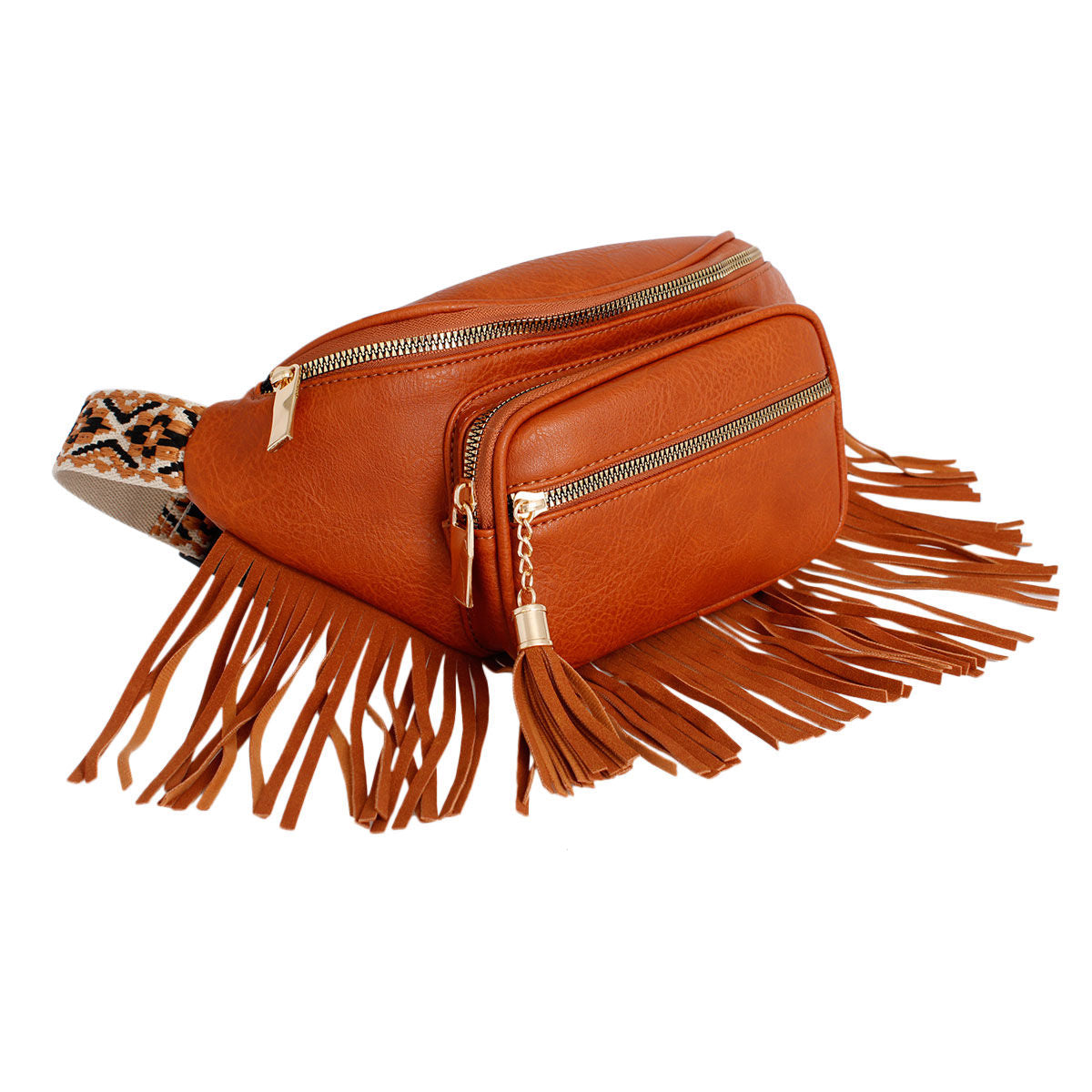 Fashionable Brown Fringe Fanny Pack Casual Chic Accessory
