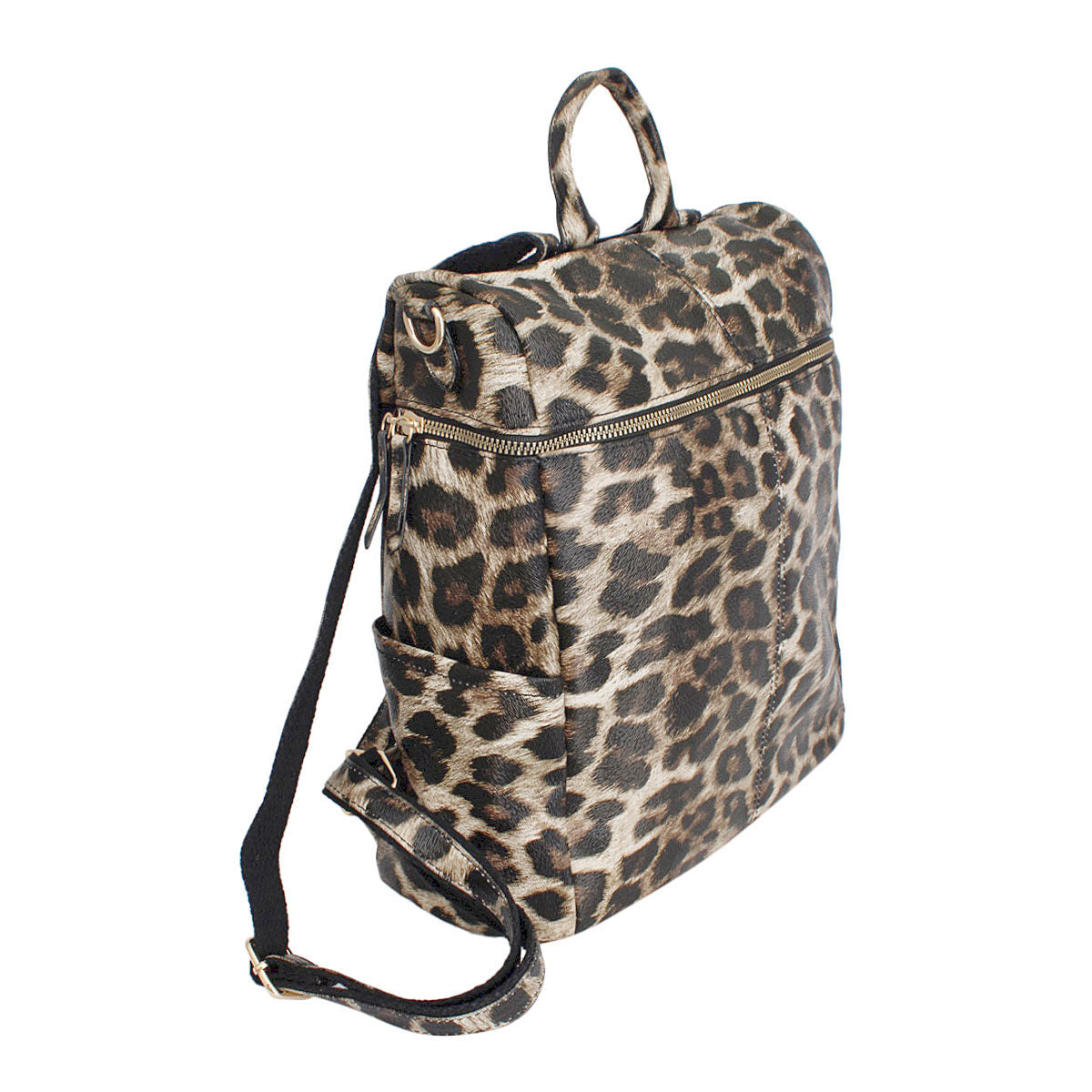 Fashion Backpack Purse Leopard Print Stylish Square Design