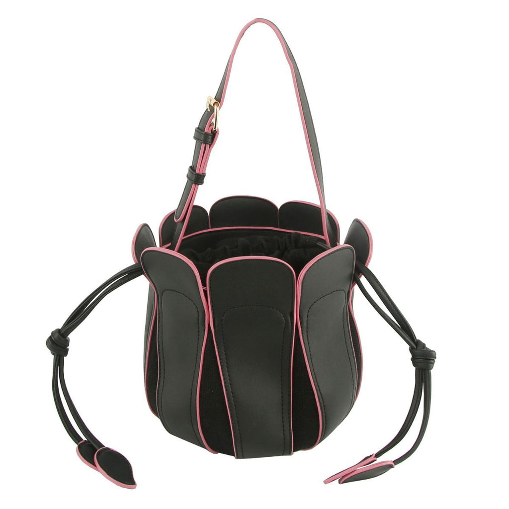 Fashion Handbag Black Tulip Bucket Bag Stylish Chic Accessory