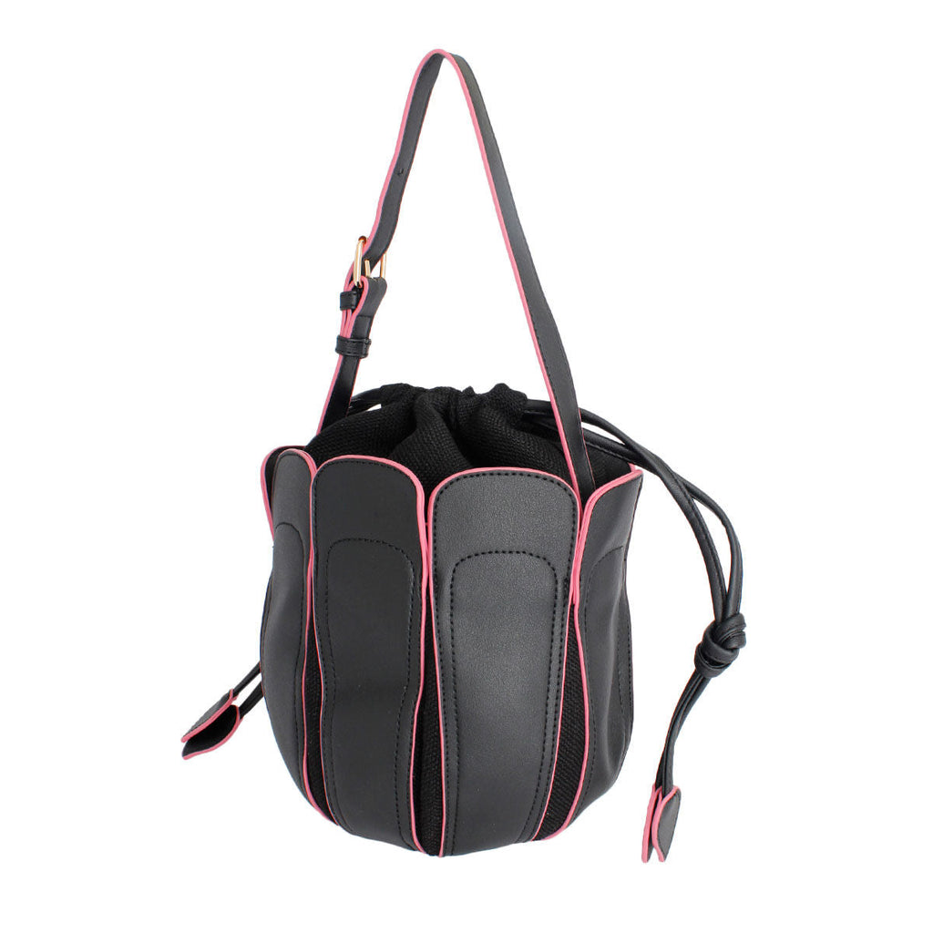 Fashion Handbag Black Tulip Bucket Bag Stylish Chic Accessory