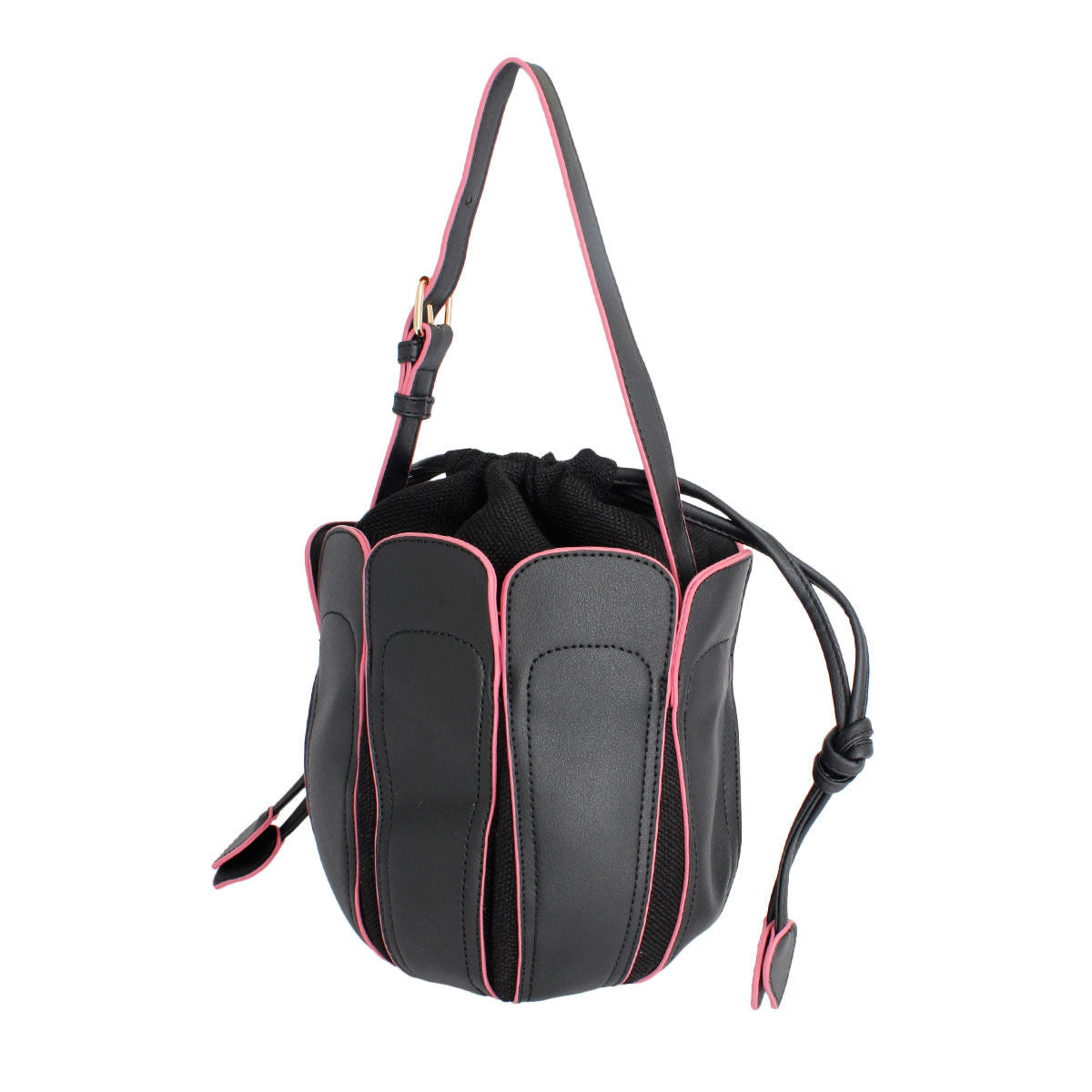 Fashion Handbag Black Tulip Bucket Bag Stylish Chic Accessory