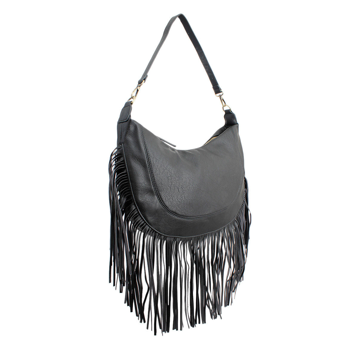 Fashion Handbag Black Round Fringe Hobo Bag Stylish Casual Women’s Purse