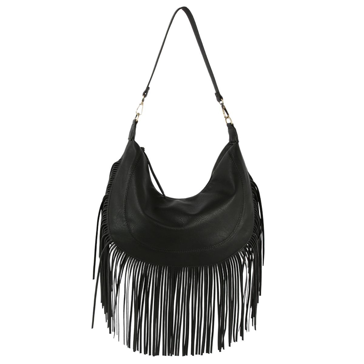 Fashion Handbag Black Round Fringe Hobo Bag Stylish Casual Women’s Purse