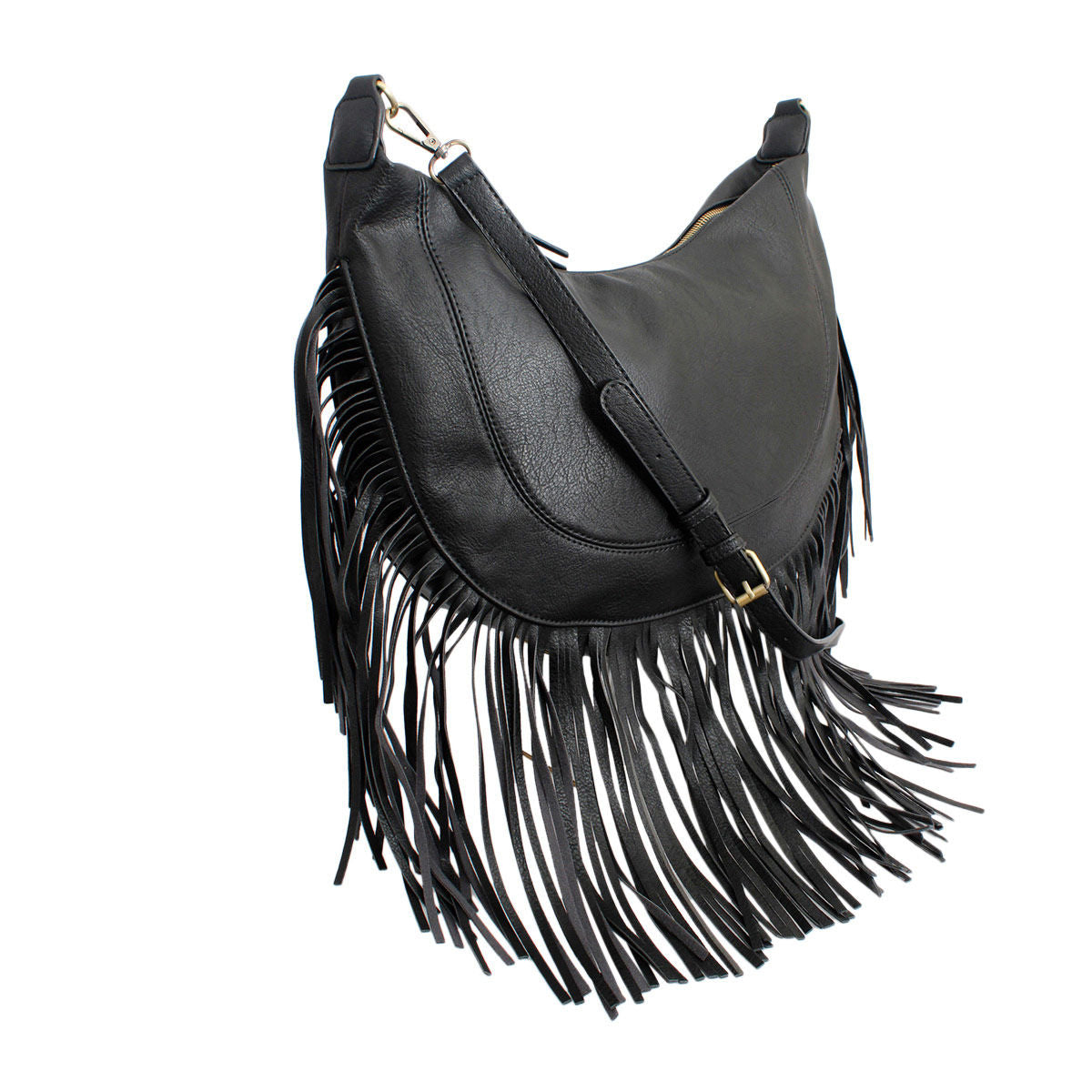 Fashion Handbag Black Round Fringe Hobo Bag Stylish Casual Women’s Purse