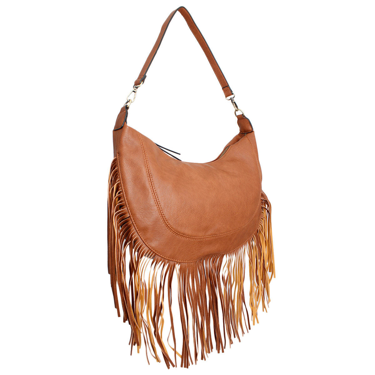 Women’s Fashion Hobo Bag Brown Round Fringe Stylish Purse