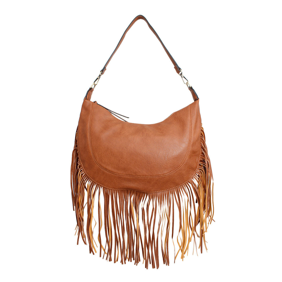 Women’s Fashion Hobo Bag Brown Round Fringe Stylish Purse