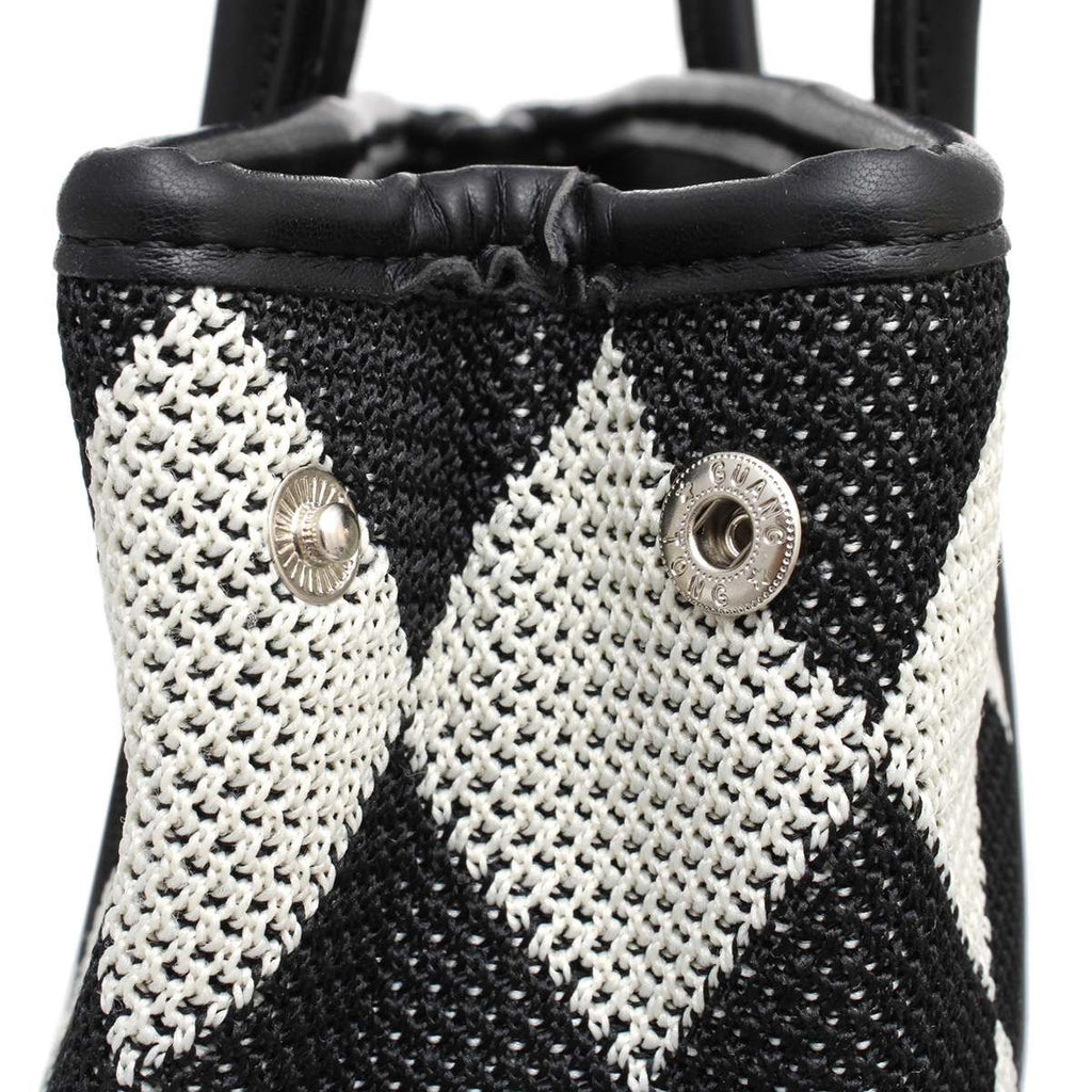 Fashion Handbag Black Square Top Handle with Harlequin Detail Stylish Chic Statement