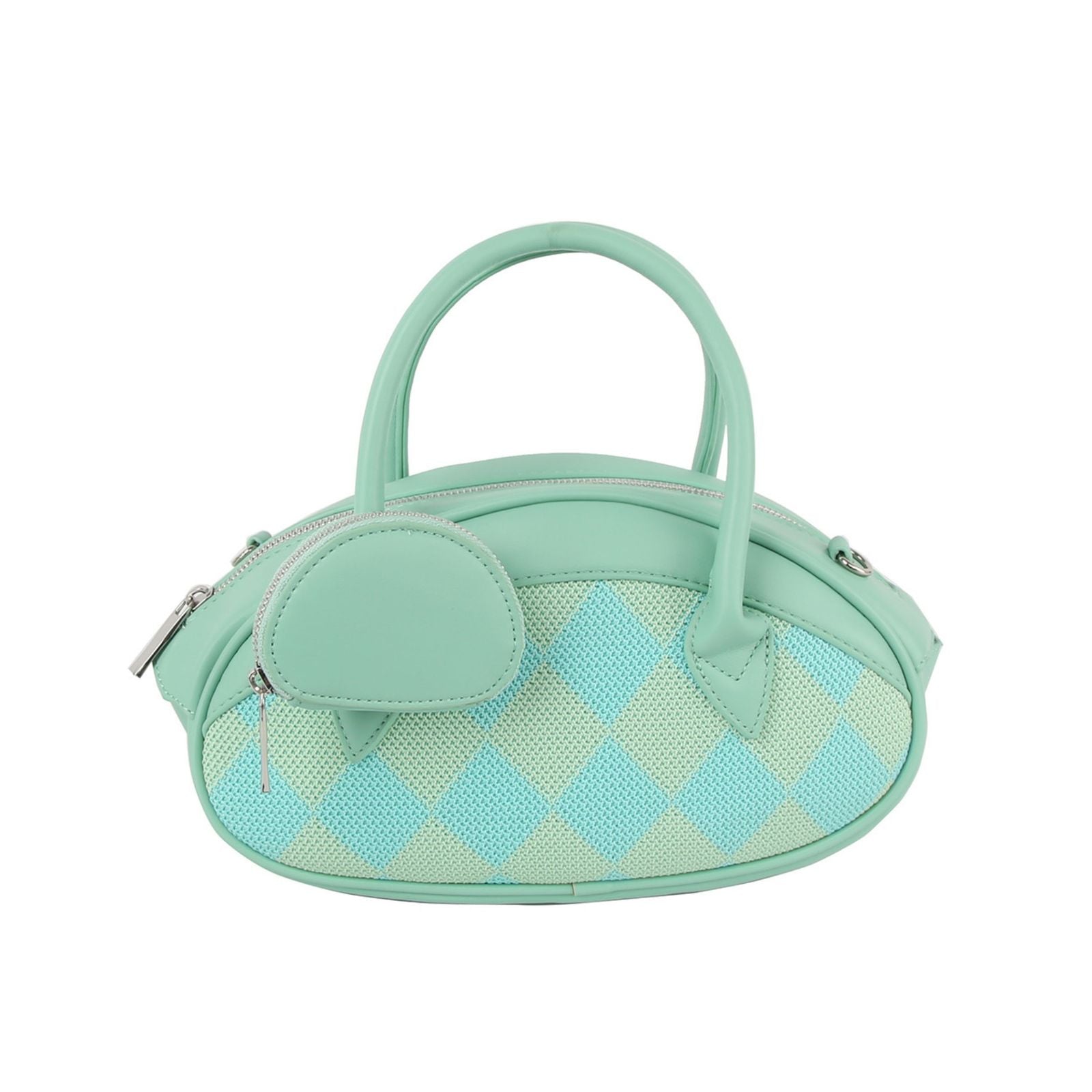 Fashion Handbag Top Handle Mint Harlequin Oval Detail Stylish Handbag Set
