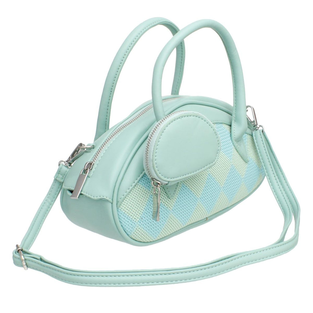 Fashion Handbag Top Handle Mint Harlequin Oval Detail Stylish Handbag Set