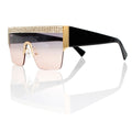 Women’s Shield Sunglasses Purple Pave Eyewear Stylish Chic