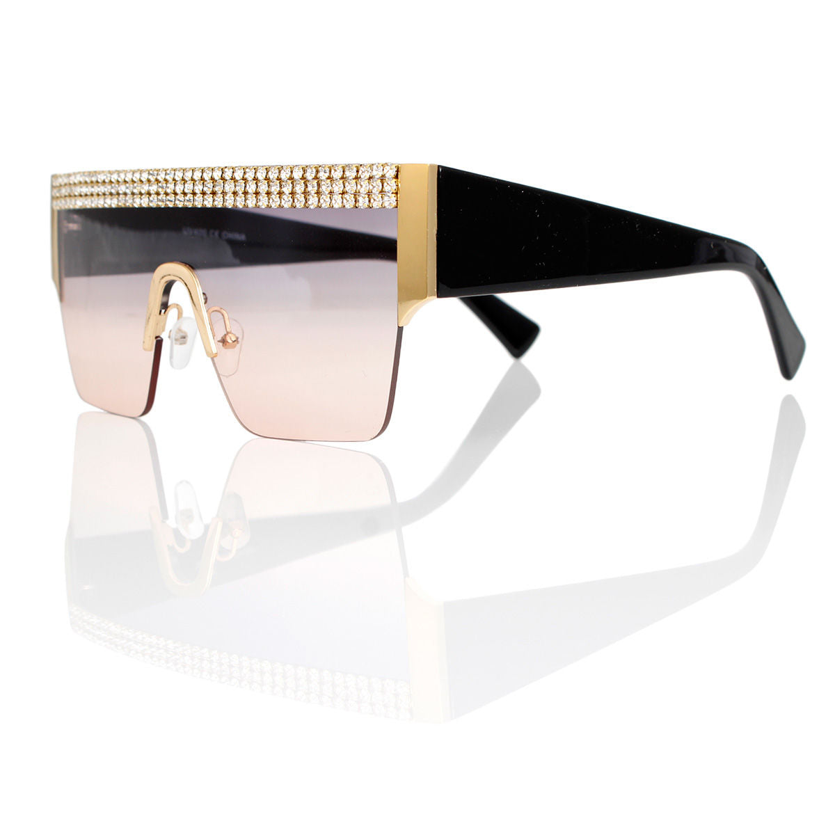 Women’s Shield Sunglasses Purple Pave Eyewear Stylish Chic