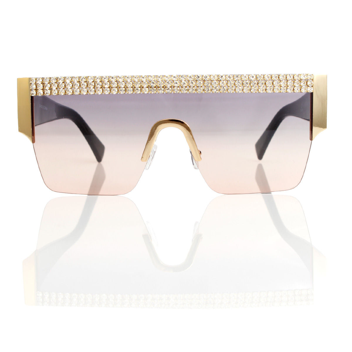 Women’s Shield Sunglasses Purple Pave Eyewear Stylish Chic