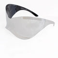 Women’s Sunglasses Mask Wrap Silver Eyewear Stylish Accessory