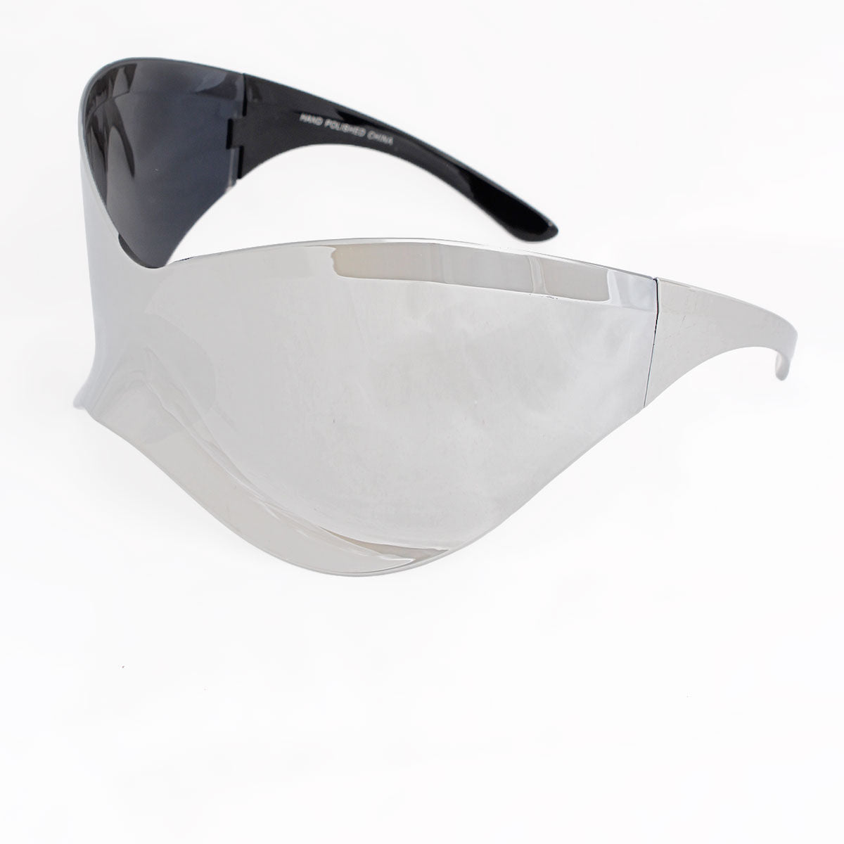 Women’s Sunglasses Mask Wrap Silver Eyewear Stylish Accessory