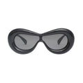 Women’s Sunglasses Black Puffed Frame Visor Eyewear Stylish Chic