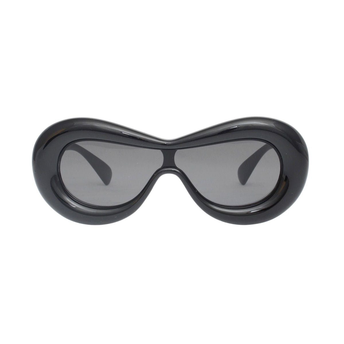 Women’s Sunglasses Black Puffed Frame Visor Eyewear Stylish Chic