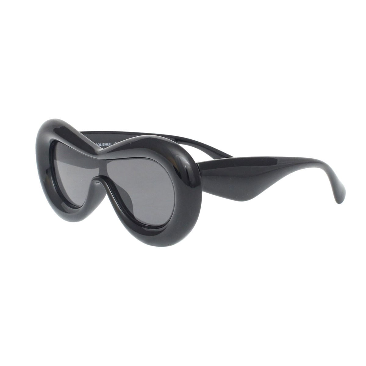 Women’s Sunglasses Black Puffed Frame Visor Eyewear Stylish Chic