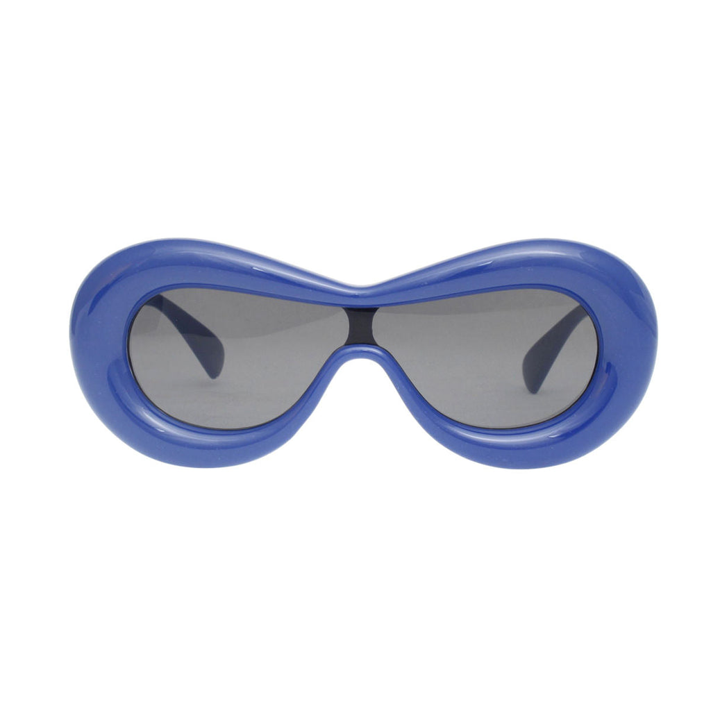 Women’s Sunglasses Blue Puffed Frame Visor Eyewear Stylish Chic Accessory