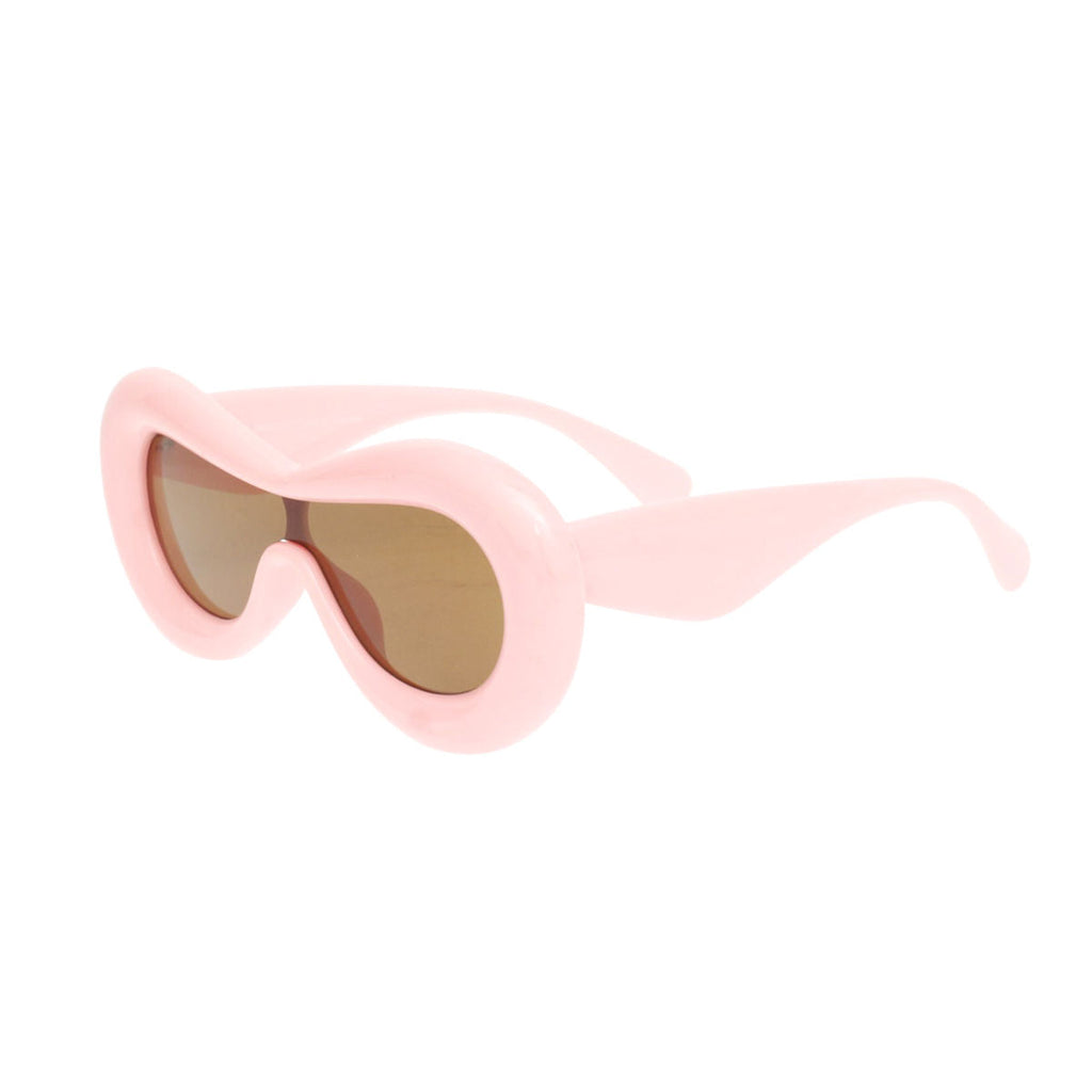 Women’s Sunglasses Pink Puffed Frame Visor Eyewear Stylish Chic Accessory