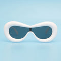 Women’s Sunglasses White Puffed Frame Visor Eyewear Stylish Chic