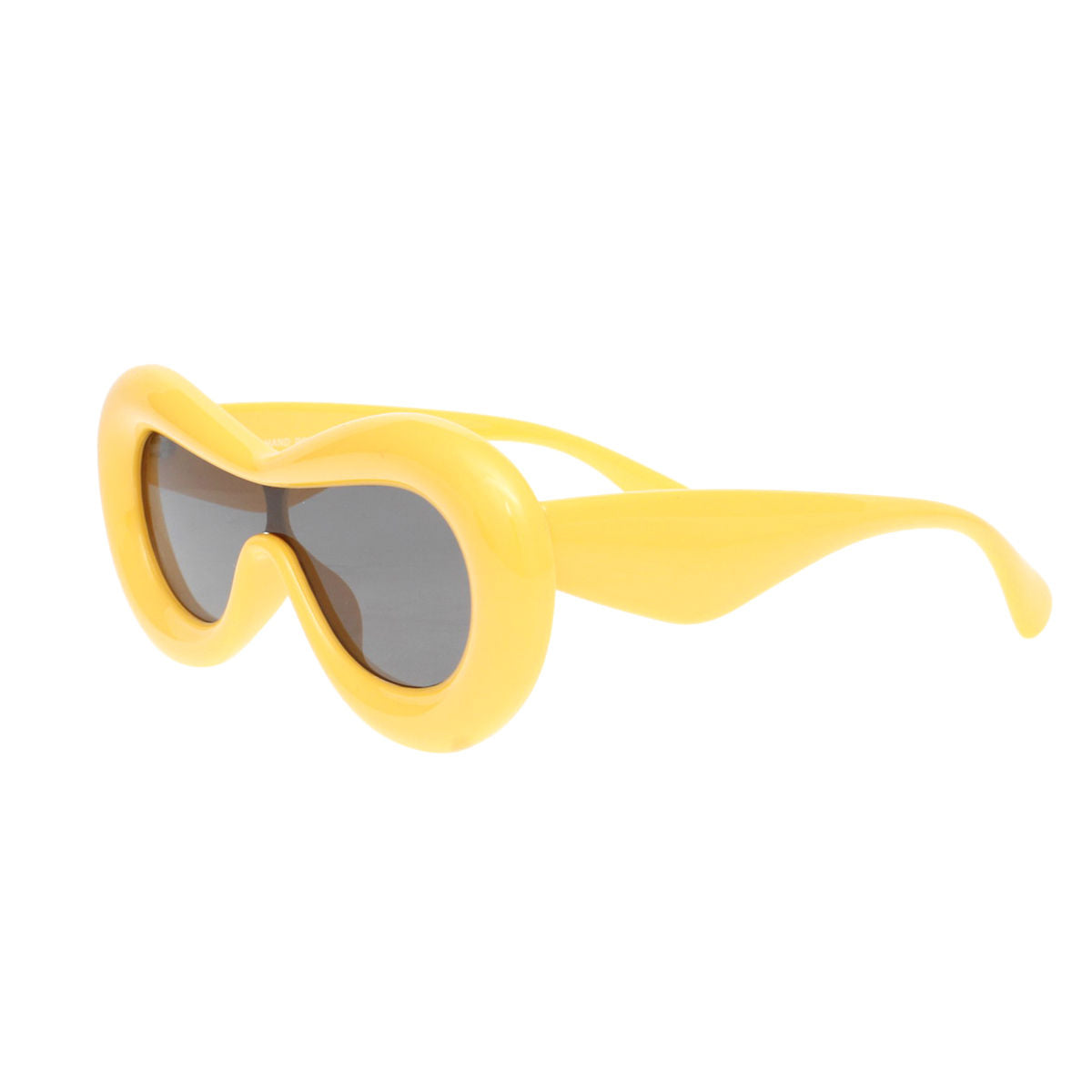 Women’s Yellow Puffed Frame Visor Sunglasses Stylish Eyewear