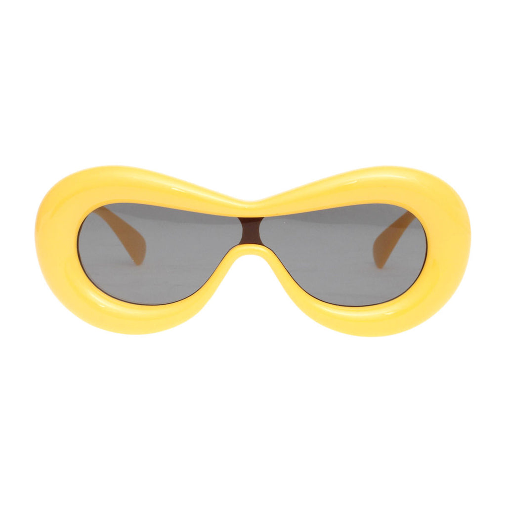 Women’s Yellow Puffed Frame Visor Sunglasses Stylish Eyewear
